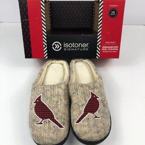 NEW - Isotoner Signature Enhanced Heel Cushioned Slippers - Holiday Edition Cozy
